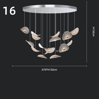 Lotus Leaf Glass Pendant Staircase Chandelier-Graffitiwallarts.com