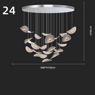 Lotus Leaf Glass Pendant Staircase Chandelier-Graffitiwallarts.com