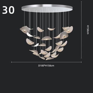 Lotus Leaf Glass Pendant Staircase Chandelier-Graffitiwallarts.com