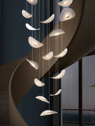 Lotus Leaf Glass Pendant Staircase Chandelier-Graffitiwallarts.com