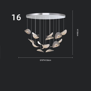 Lotus Leaf Glass Pendant Staircase Chandelier-Graffitiwallarts.com