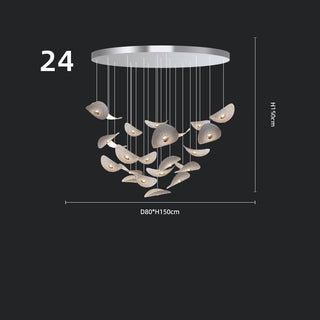 Lotus Leaf Glass Pendant Staircase Chandelier-Graffitiwallarts.com
