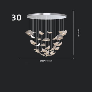 Lotus Leaf Glass Pendant Staircase Chandelier-Graffitiwallarts.com