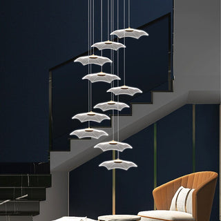 Lotus Leaf Staircase Chandelier – Luxury Pendant Light for Grand Staircases-GraffitiWallArt