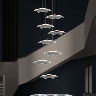 Lotus Leaf Staircase Chandelier – Luxury Pendant Light for Grand Staircases-GraffitiWallArt