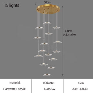 Lotus Leaf Staircase Chandelier – Luxury Pendant Light for Grand Staircases-GraffitiWallArt