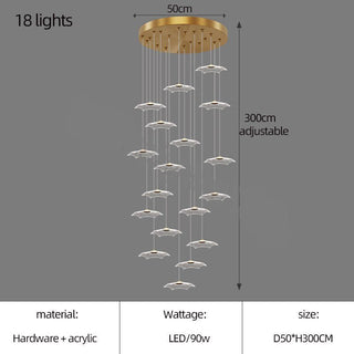 Lotus Leaf Staircase Chandelier – Luxury Pendant Light for Grand Staircases-GraffitiWallArt