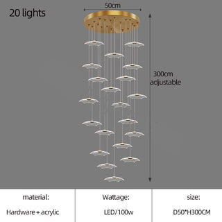 Lotus Leaf Staircase Chandelier – Luxury Pendant Light for Grand Staircases-GraffitiWallArt