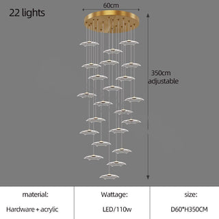 Lotus Leaf Staircase Chandelier – Luxury Pendant Light for Grand Staircases-GraffitiWallArt