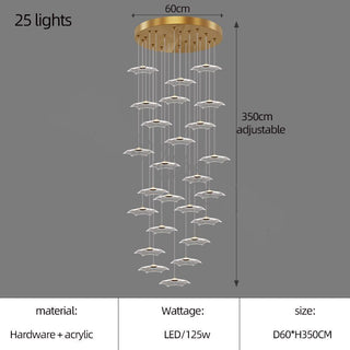Lotus Leaf Staircase Chandelier – Luxury Pendant Light for Grand Staircases-GraffitiWallArt