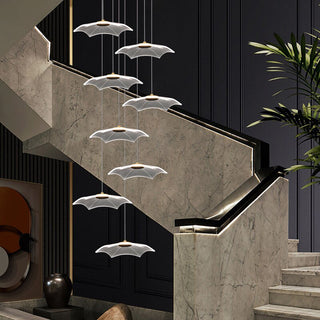 Lotus Leaf Staircase Chandelier – Luxury Pendant Light for Grand Staircases-GraffitiWallArt