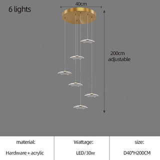 Lotus Leaf Staircase Chandelier – Luxury Pendant Light for Grand Staircases-GraffitiWallArt