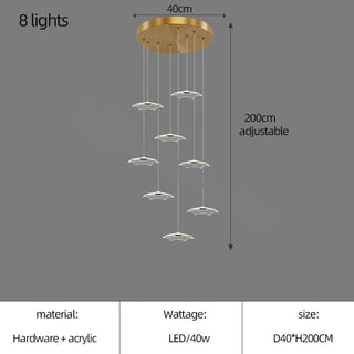 Lotus Leaf Staircase Chandelier – Luxury Pendant Light for Grand Staircases-GraffitiWallArt