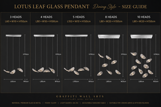 Lotus Leaf Glass Pendant Staircase Chandelier – Artistic LED, 3 Styles, 3 to 30 Heads