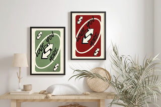Love You More UNO Reverse Card Vintage Wall Art Poster Print
