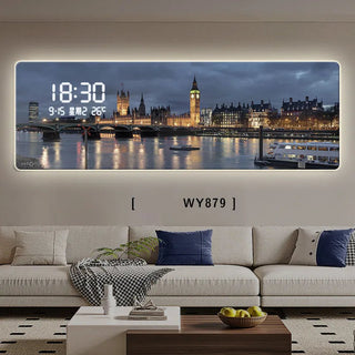 Luxury Famous Buildings Digital Wall Clock – Decorative Timepiece-GraffitiWallArts.com