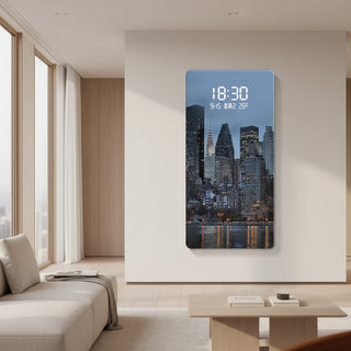 Luxury Famous Buildings Portrait Digital Wall Clock – Geometric Scenic Design-GraffitiWallArts.com