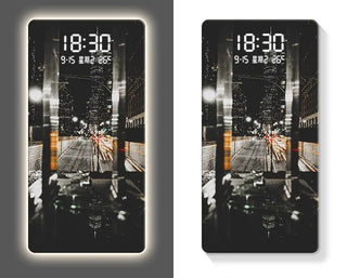 Luxury Famous Buildings Portrait Digital Wall Clock – Geometric Scenic Design-GraffitiWallArts.com