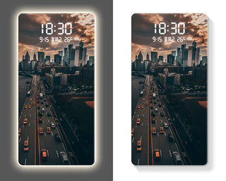 Luxury Famous Buildings Portrait Digital Wall Clock – Geometric Scenic Design-GraffitiWallArts.com