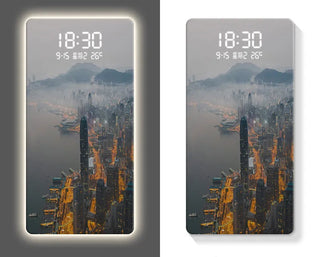 Luxury Famous Buildings Portrait Digital Wall Clock – Geometric Scenic Design-GraffitiWallArts.com