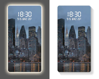 Luxury Famous Buildings Portrait Digital Wall Clock – Geometric Scenic Design-GraffitiWallArts.com