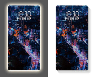 Luxury Famous Buildings Portrait Digital Wall Clock – Geometric Scenic Design-GraffitiWallArts.com