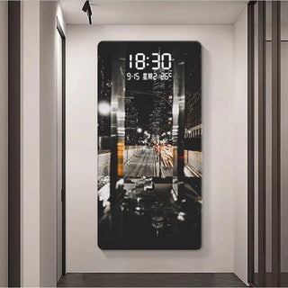 Luxury Famous Buildings Portrait Digital Wall Clock – Geometric Scenic Design-GraffitiWallArts.com