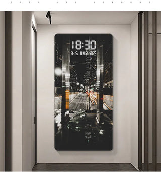 Luxury Famous Buildings Portrait Digital Wall Clock – Geometric Scenic Design-GraffitiWallArts.com