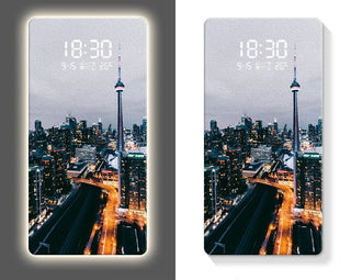 Luxury Famous Buildings Portrait Digital Wall Clock – Geometric Scenic Design-GraffitiWallArts.com