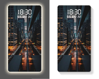 Luxury Famous Buildings Portrait Digital Wall Clock – Geometric Scenic Design-GraffitiWallArts.com