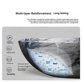 Luxury Marble Pattern Freestanding Bathtub Oval Stone Soaking Tub-Graffitiwallarts