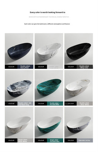 Luxury Marble Pattern Freestanding Bathtub Oval Stone Soaking Tub-Graffitiwallarts