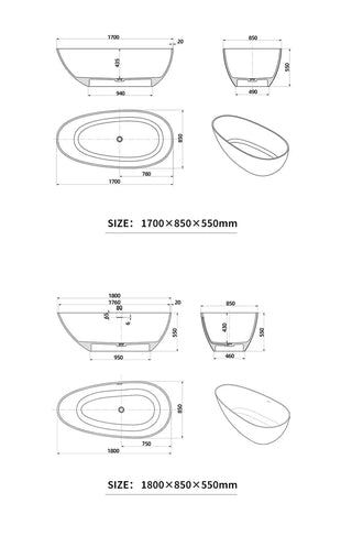 Luxury Marble Pattern Freestanding Bathtub Oval Stone Soaking Tub-Graffitiwallarts