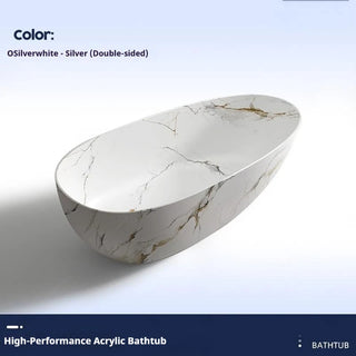 Luxury Marble Pattern Freestanding Bathtub Oval Stone Soaking Tub-Graffitiwallarts