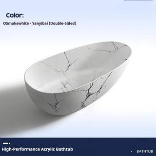 Luxury Marble Pattern Freestanding Bathtub Oval Stone Soaking Tub-Graffitiwallarts
