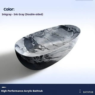 Luxury Marble Pattern Freestanding Bathtub Oval Stone Soaking Tub-Graffitiwallarts