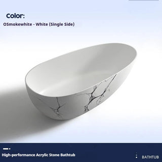 Luxury Marble Pattern Freestanding Bathtub Oval Stone Soaking Tub-Graffitiwallarts