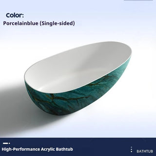 Luxury Marble Pattern Freestanding Bathtub Oval Stone Soaking Tub-Graffitiwallarts