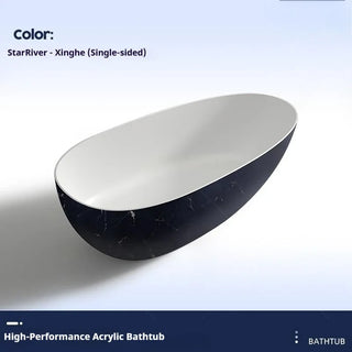Luxury Marble Pattern Freestanding Bathtub Oval Stone Soaking Tub-Graffitiwallarts