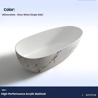 Luxury Marble Pattern Freestanding Bathtub Oval Stone Soaking Tub-Graffitiwallarts