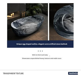 Luxury Marble Pattern Freestanding Bathtub Oval Stone Soaking Tub-Graffitiwallarts