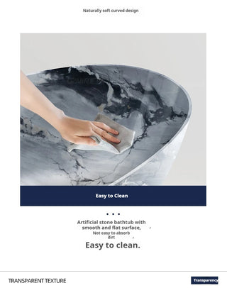 Luxury Marble Pattern Freestanding Bathtub Oval Stone Soaking Tub-Graffitiwallarts