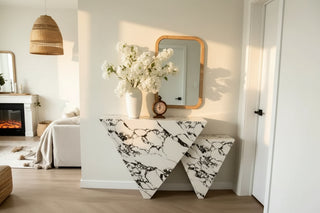 Luxury Synthetic Marble Console Table – Entryway Table-Graffitiwallarts