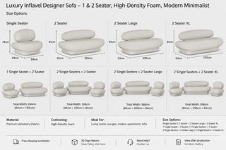 Luxury Inflavel Designer Sofa – 1 & 2 Seater, High-Density Foam, Modern Minimalist