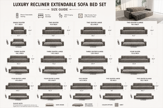 Luxury Recliner Extendable Sofa Bed Set with Remote