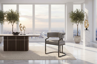 Luxury Style Leather Dining Chair – Metal Frame Reception &amp; Salon Chair