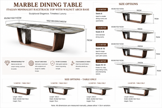Table à manger en marbre – Plateau de forme ovale minimaliste italien avec piétement arqué en noyer