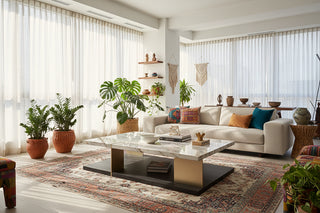 Marble Coffee Table – Post-Modern Gold U-Frame Legs