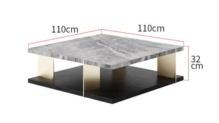 Marble Coffee Table – Post-Modern Gold U-Frame Legs
