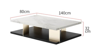 Marble Coffee Table – Post-Modern Gold U-Frame Legs